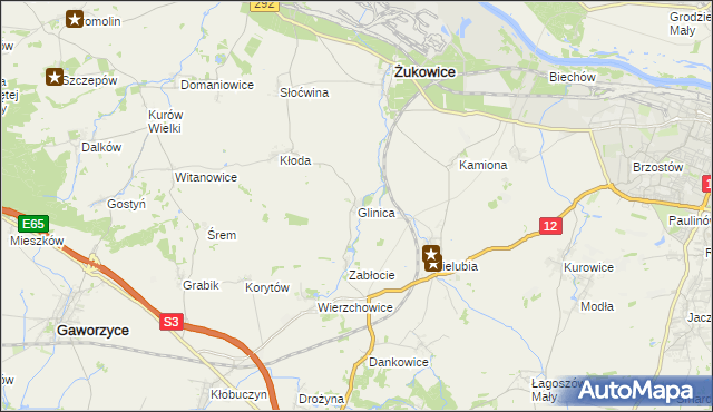 mapa Glinica gmina Żukowice, Glinica gmina Żukowice na mapie Targeo