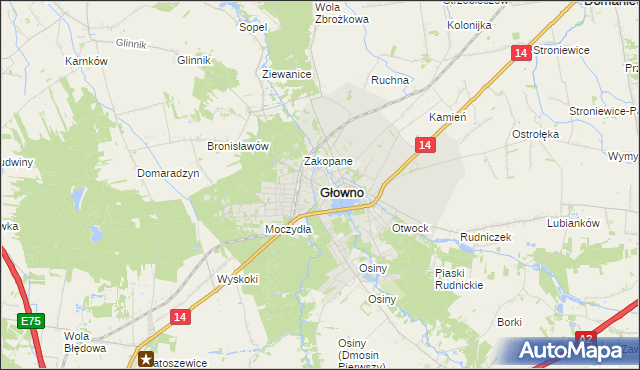 mapa Głowno, Głowno na mapie Targeo