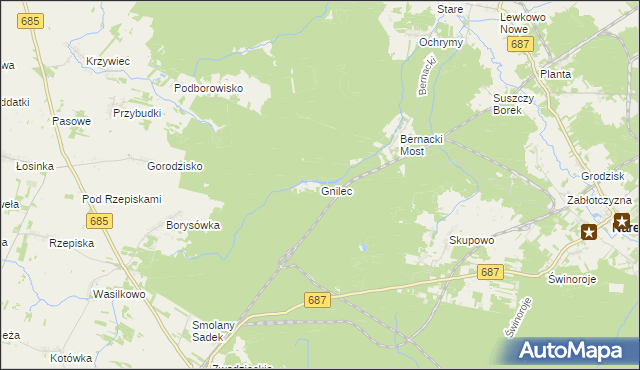 mapa Gnilec, Gnilec na mapie Targeo