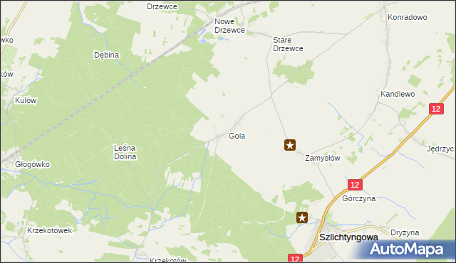 mapa Gola gmina Szlichtyngowa, Gola gmina Szlichtyngowa na mapie Targeo