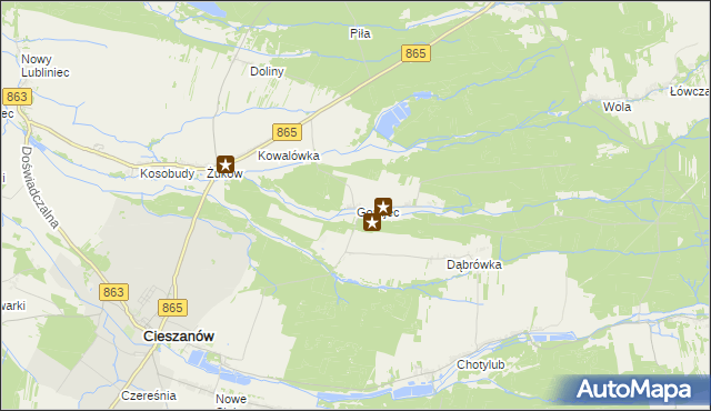 mapa Gorajec gmina Cieszanów, Gorajec gmina Cieszanów na mapie Targeo