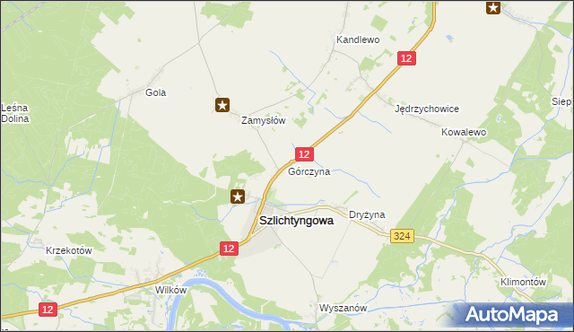 mapa Górczyna gmina Szlichtyngowa, Górczyna gmina Szlichtyngowa na mapie Targeo