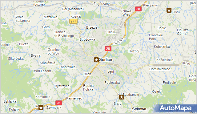 mapa Gorlic, Gorlice na mapie Targeo