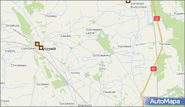 mapa Gościejewko, Gościejewko na mapie Targeo