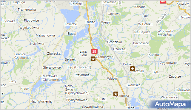 mapa Graboszyce, Graboszyce na mapie Targeo