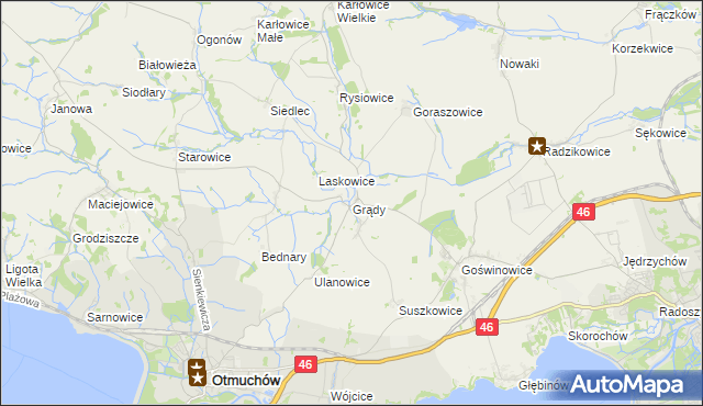 mapa Grądy gmina Otmuchów, Grądy gmina Otmuchów na mapie Targeo