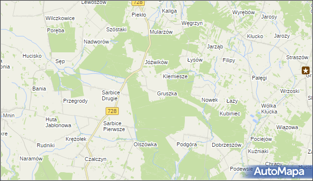 mapa Gruszka gmina Radoszyce, Gruszka gmina Radoszyce na mapie Targeo