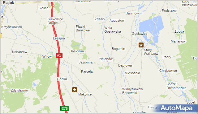 mapa Helenów gmina Głowno, Helenów gmina Głowno na mapie Targeo