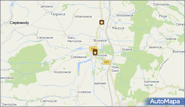 mapa Henryków gmina Ziębice, Henryków gmina Ziębice na mapie Targeo