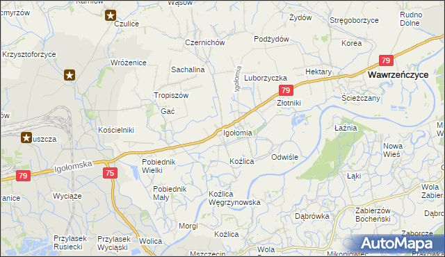 mapa Igołomia, Igołomia na mapie Targeo