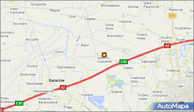 mapa Izdebno Kościelne, Izdebno Kościelne na mapie Targeo