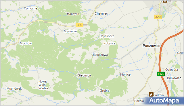 mapa Jakuszowa, Jakuszowa na mapie Targeo