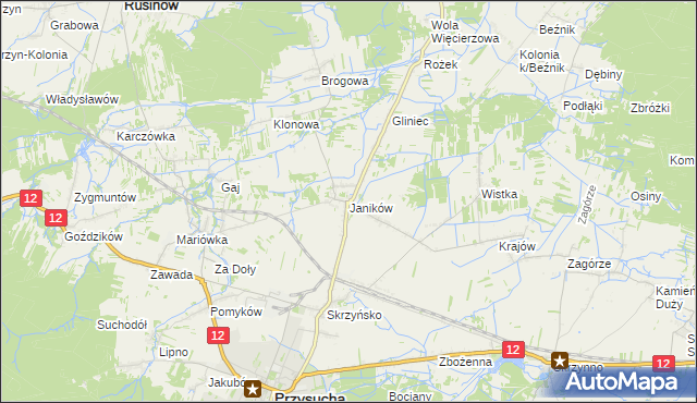 mapa Janików gmina Przysucha, Janików gmina Przysucha na mapie Targeo