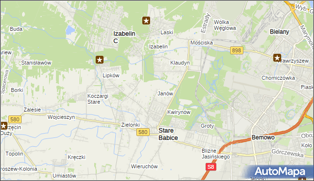 mapa Janów gmina Stare Babice, Janów gmina Stare Babice na mapie Targeo