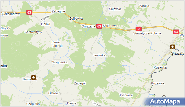 mapa Janówka gmina Hanna, Janówka gmina Hanna na mapie Targeo
