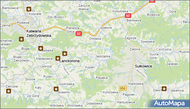 mapa Jastrzębia gmina Lanckorona, Jastrzębia gmina Lanckorona na mapie Targeo