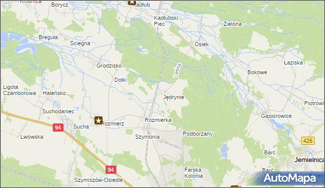 mapa Jędrynie, Jędrynie na mapie Targeo