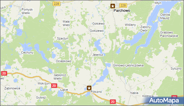 mapa Jeleńcz gmina Parchowo, Jeleńcz gmina Parchowo na mapie Targeo