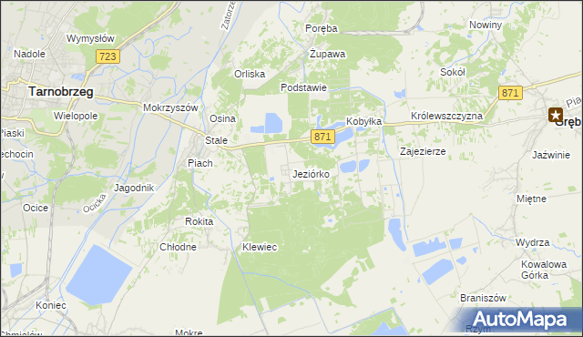 mapa Jeziórko gmina Grębów, Jeziórko gmina Grębów na mapie Targeo