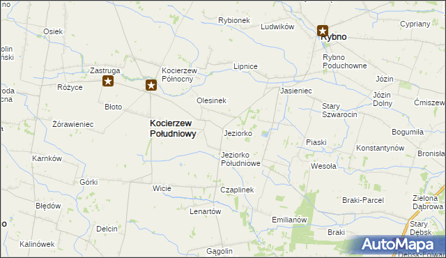 mapa Jeziorko gmina Kocierzew Południowy, Jeziorko gmina Kocierzew Południowy na mapie Targeo