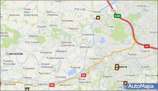 mapa Jeziorzany gmina Liszki, Jeziorzany gmina Liszki na mapie Targeo