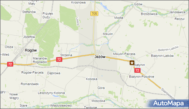 mapa Jeżów powiat brzeziński, Jeżów powiat brzeziński na mapie Targeo