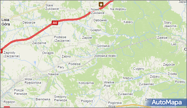 mapa Jodłówka-Wałki, Jodłówka-Wałki na mapie Targeo