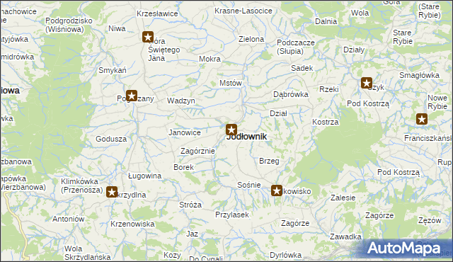 mapa Jodłownik, Jodłownik na mapie Targeo