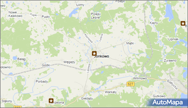 mapa Jonkowo, Jonkowo na mapie Targeo