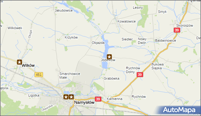 mapa Józefków gmina Namysłów, Józefków gmina Namysłów na mapie Targeo