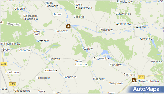 mapa Józefów gmina Zadzim, Józefów gmina Zadzim na mapie Targeo