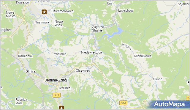 mapa Jugowice gmina Walim, Jugowice gmina Walim na mapie Targeo