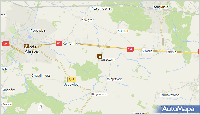 mapa Juszczyn gmina Środa Śląska, Juszczyn gmina Środa Śląska na mapie Targeo