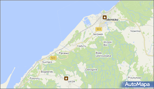 mapa Kadyny, Kadyny na mapie Targeo