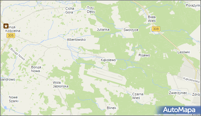 mapa Kąkolewo gmina Grodzisk Wielkopolski, Kąkolewo gmina Grodzisk Wielkopolski na mapie Targeo