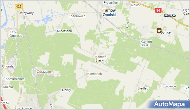 mapa Kamień Śląski, Kamień Śląski na mapie Targeo