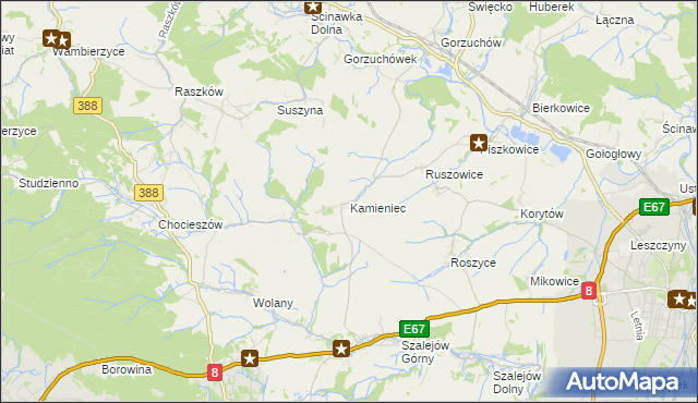 mapa Kamieniec gmina Kłodzko, Kamieniec gmina Kłodzko na mapie Targeo