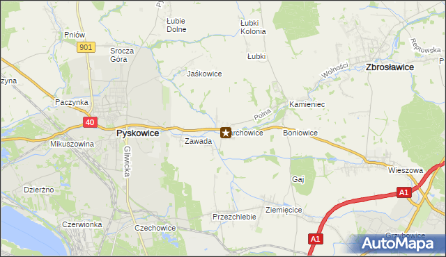 mapa Karchowice, Karchowice na mapie Targeo