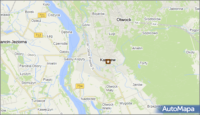 mapa Karczew powiat otwocki, Karczew powiat otwocki na mapie Targeo