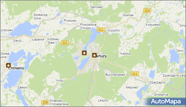 mapa Kartuzy, Kartuzy na mapie Targeo
