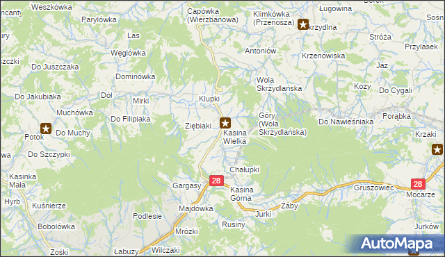 mapa Kasina Wielka, Kasina Wielka na mapie Targeo