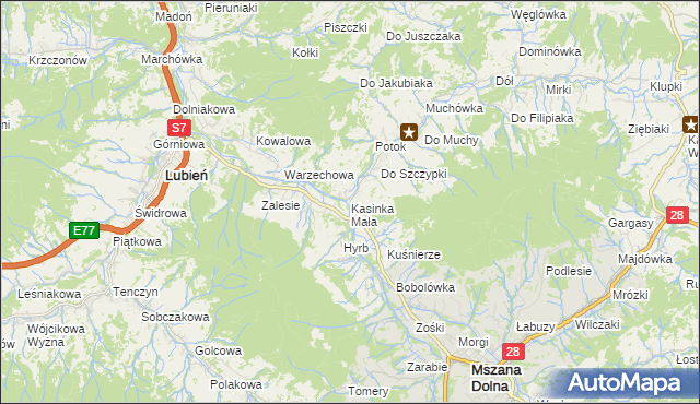 mapa Kasinka Mała, Kasinka Mała na mapie Targeo