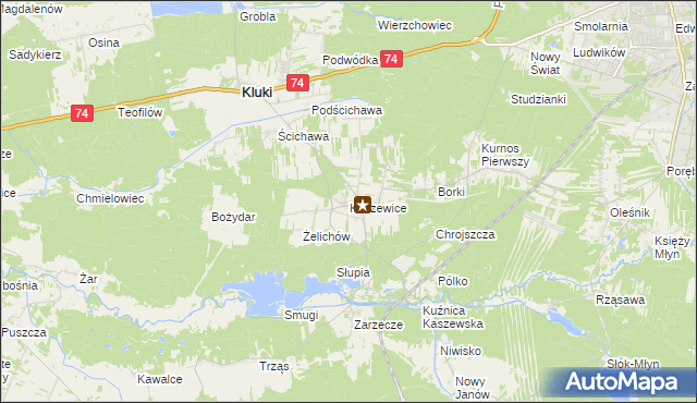 mapa Kaszewice, Kaszewice na mapie Targeo