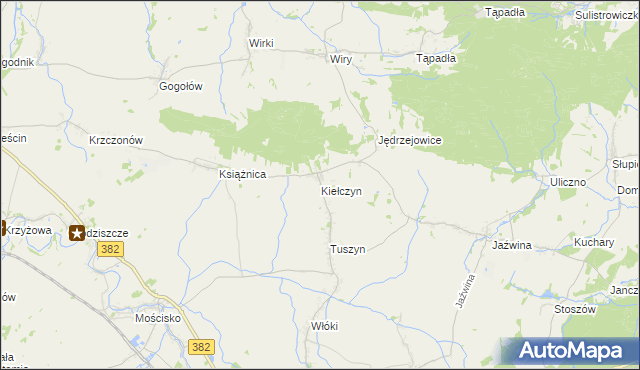 mapa Kiełczyn gmina Dzierżoniów, Kiełczyn gmina Dzierżoniów na mapie Targeo