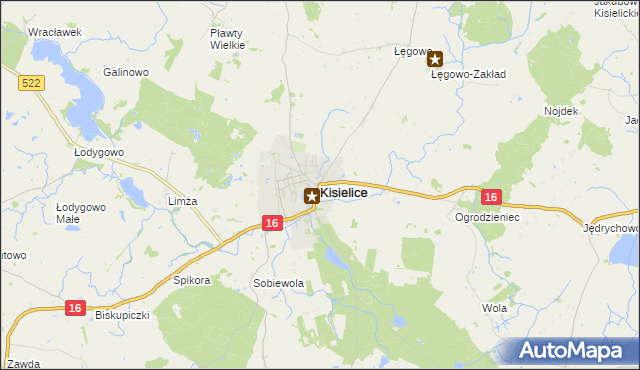 mapa Kisielice, Kisielice na mapie Targeo