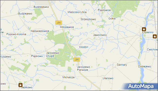 mapa Kłodzin gmina Mieścisko, Kłodzin gmina Mieścisko na mapie Targeo