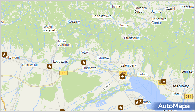 mapa Knurów gmina Nowy Targ, Knurów gmina Nowy Targ na mapie Targeo