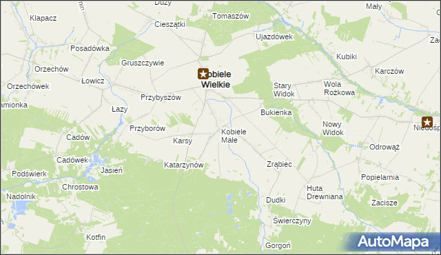 mapa Kobiele Małe, Kobiele Małe na mapie Targeo