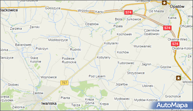 mapa Kobylany gmina Opatów, Kobylany gmina Opatów na mapie Targeo