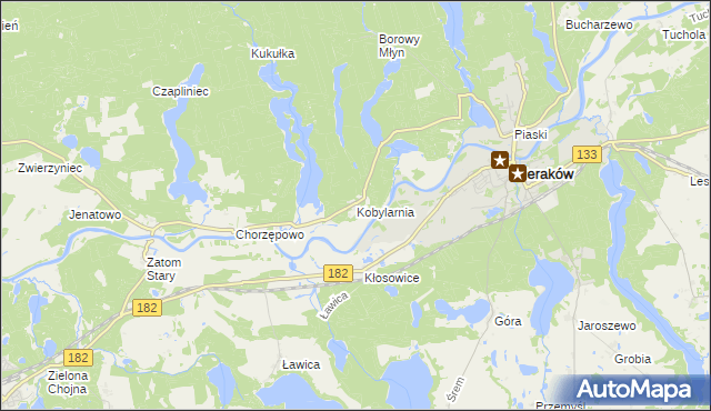 mapa Kobylarnia gmina Sieraków, Kobylarnia gmina Sieraków na mapie Targeo